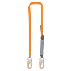 6’ Single Leg External Shock Absorbing Lanyard with 2 Steel Snap Hooks 