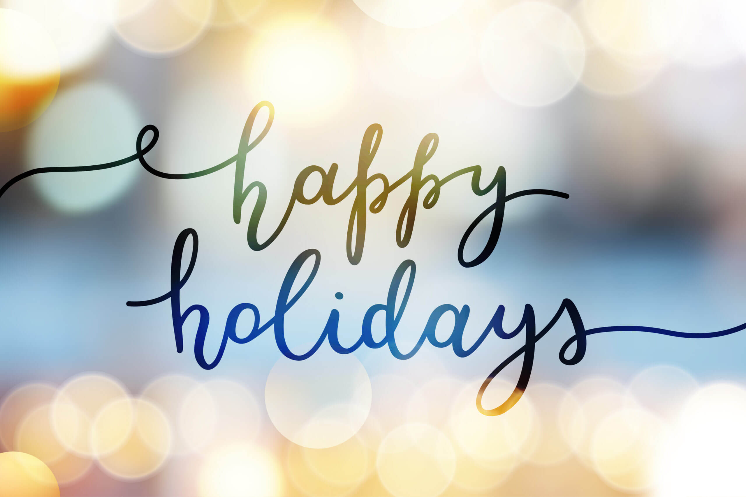 happy holidays, vector lettering on blurred background