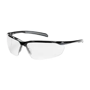 Commander Semi-Rimless Safety Glasses with Gloss Black Frame, Clear Lens, Anti-Scratch, Anti-Fog