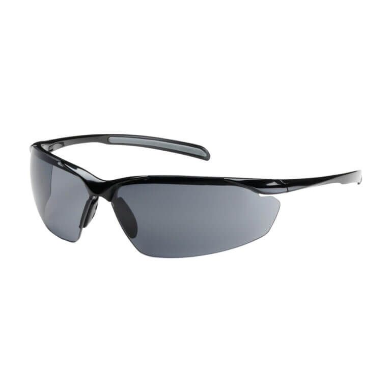 Commander Semi-Rimless Safety Glasses with Gloss Black Frame, Gray Lens, Anti-Scratch, Anti-Fog