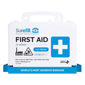Surefill 25 ANSI 2021 A+ First Aid Kit - Weatherproof Plastic Case