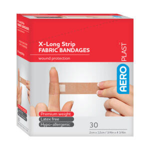 AEROPLAST™ Fabric X-Long Strip Bandages 3/4in x 4-3/4in 30/box