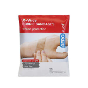 AEROPLAST™ Fabric X-Wide Strip Bandages 1in x 3in 25/pack