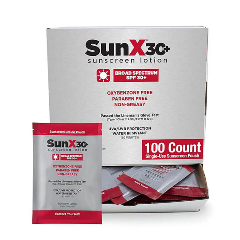 SunX30 Sunscreen Lotion Packets, 100/Box
