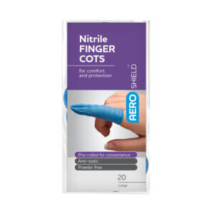 AEROSHIELD™ Nitrile Finger Cots Blue Large 20/bag
