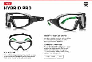 Hybrid Pro Clear Convertible Safety Glasses & Goggles 